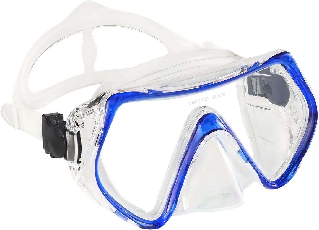 Supertrip Snorkel Mask Adult Swimming Goggles with Nose Cover for Men Women Youth, 180Clear View Scuba Swim Mask (blue)