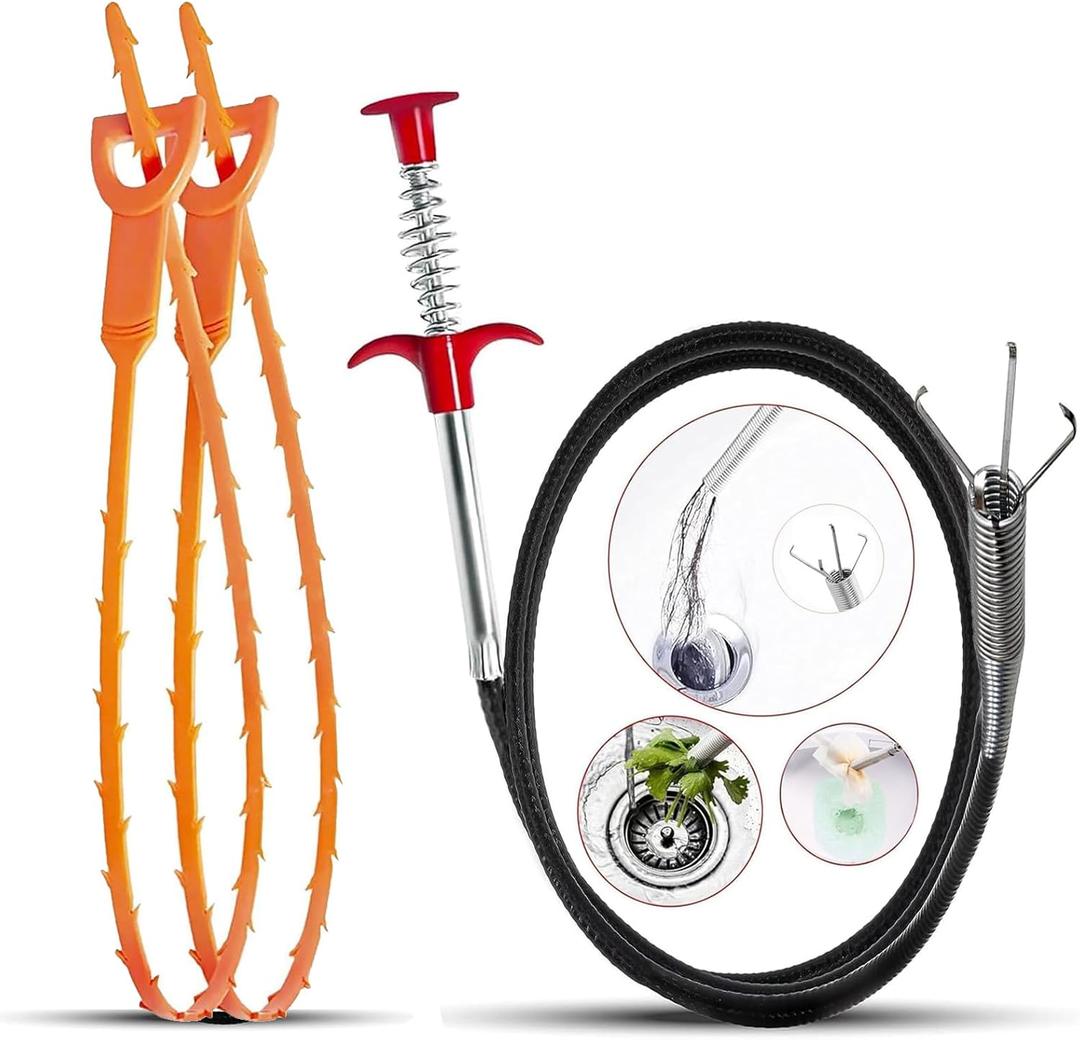 Drain Snake,76 inch Flexible Grabber Claw Pick Up Reacher Tool, Drain Clog Remover - Gutter Cleaning Tools for Home Sink, Bathroom Tub, Drain, Toilet, Tight Spaces