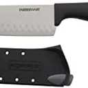 Farberware Edgekeeper 5-Inch Santoku Knife with Self-Sharpening Blade Cover, High Carbon-Stainless Steel Kitchen Knife with Ergonomic Handle, Razor-Sharp Knife, Black
