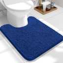 OLANLY Toilet Rugs U-Shaped 24x20, Extra Soft Absorbent Chenille Contour Bathroom Rugs for Toilet, Dry Quickly, Machine Washable, Non-Slip Bath Mat, Royal Blue (24" x 20" Contour Rug)