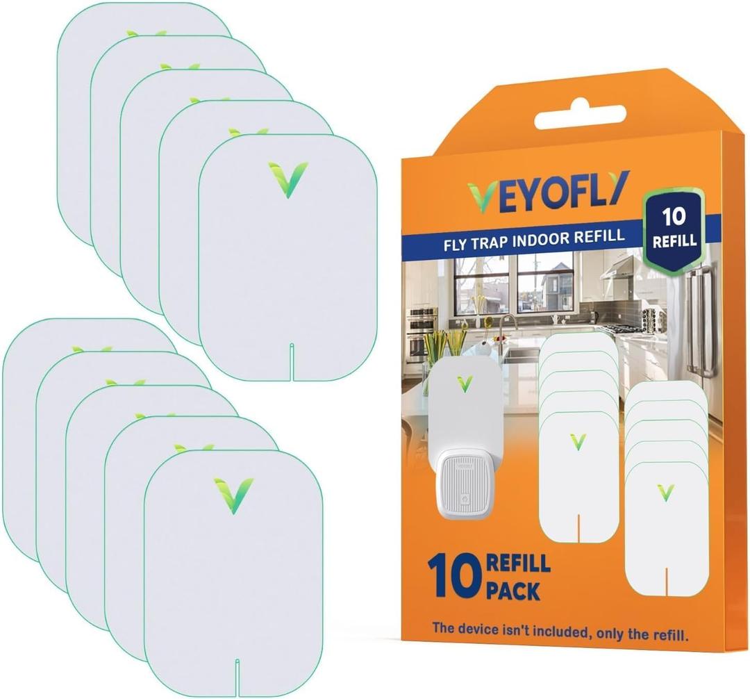 VEYOFLY Fruit Fly Traps for Indoors Official Refill, Gnat Trap Indoor Plug in, Bug Traps, Flying Insect Trap, Gnat Traps for House Indoor, Fly Trap Indoor for Home, Mosquito Catcher, Pack 10 Refills