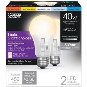 Feit Electric 3011490 40W A19 E26 LED Bulb - Color Changing - Pack of 2