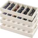Juexica 4 Pcs Velvet Sunglasses Organizer Tray 6 Grid Sunglass Organizer Velvet Tray Stackable Glasses Display Case for Women Glasses Jewelry Display Watch (Beige)