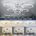 7-Ring Modern LED Flush Mount Ceiling Light - 31.8" Dimmable Close-to-Ceiling Fixture with Remote Control, 130W 3000K-6500K Adjustable Color Temperature for Bedroom, Living Room (Chrome)