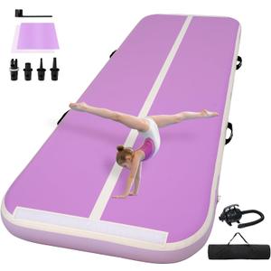 Tumble Track, Inflatable Tumbling Mat,Tumble Track Mats for Gymnastics, and Tumble Track with 4/6/8 Inches Thickness for Home, Training, Cheerleading, Yoga, Water with Pump (19.7ft3.3ft4inch(6x1x0.1m), Purple)