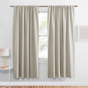 PONY DANCE Cream Window Curtain Panels 72 inch Length - Thermal Insulated Room Darkening Drapery Rod Pocket for Bedroom, Noise Reducing Drapes for Living Room, W 34 x L 72, 2 Panels Set, Cream