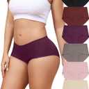 LEVAO Women's Underwear Seamless No Show Hipster Bikini Panties Stretch Invisible Briefs 6 Pack S-2XL (Black/Reddish Brown/Khaki/Dark Purple/Pink/Skin Color)