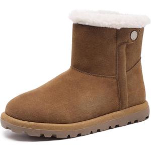 Womens Snow Boots with Warm Faux Fur Lining Water Repellent Outdoor Comfortable Winter Boots for Women (8.5, Chestnut)