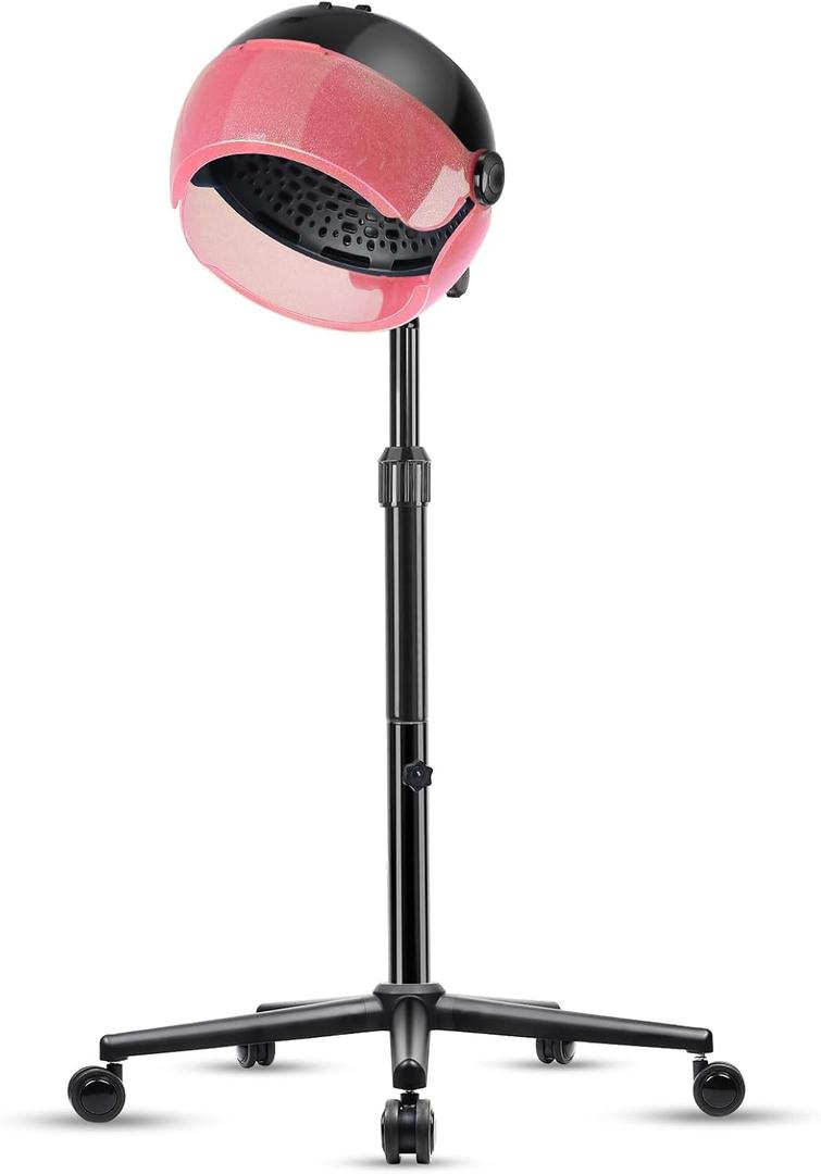 Hooded Hair Dryer, Professional Standing Hair Dryer with Time Setting, Touch Controls and 3 Temperature Settings, Sit Under Hair Dryers for Salon and Home Use (Pink)