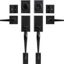 GUA OYH Double Front Door Handle Matte Black Double Door Lock Keyed Dummy Door Lock Set with Handle Lever for Front Door or Office Door