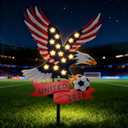 USA 4th of July Decor, Memorial Day Independence Day Watercolor Decor, Red White Blue Patriotic Yard Ornament, 1M Solar LED Metal Eagle Garden Stake, Outdoor 2026 World Cup Soccer Party Yard Decor