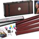 166 American Western Mahjong Set Suitcase Limited Edition Embedded Masterpiece Background in Leather Suitcase Girl Pearl
