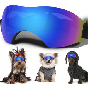 Small Dog Sunglasses, Dog Goggles with Adjustable Strap, UV Protection, Winproof, Snowproof