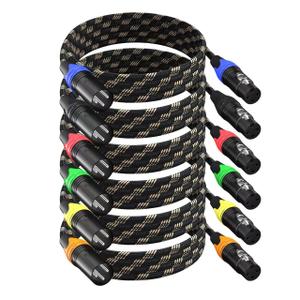 Braided XLR Cables 6ft 6 Pack, XLR Microphone Cable, 3-pin Professional Male to Female Balanced Mic Cable, X LR Speaker Cable for Microphone Mixer Multicolor