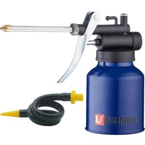 Oil Can Pump Heavy Duty Pistol Type Oiler with Metl & Flexible Spout (Blue) (Metalic)