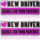 4 x 2pcs New Driver Stickers, Thanks for Your Patience Reflective New Driver Magnet Novice Driver Sign Car Decal for Novice Drivers (New Driver)