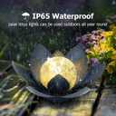 Huaxu Solar Lights Outdoor Garden Decor Crackle Glass Globe Lotus Flower Gray Metal Waterproof Light for Patio,Lawn,Walkway,Tabletop,Ground,Gifts for Mom,Women,Christmas