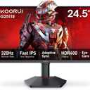 KOORUI G2511E 24.5 Inch Gaming Monitor, 320Hz 1ms Fast IPS PC Monitor, FHD 1080P, HDR 400, 95% DCI-P3 Color Gamut, Adaptive Sync Compatible, Ergonomic Stand, HDMI 2.0 & DP 1.4, Black
