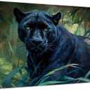 Black Panther Wall Art for Living Room Black Leopard Cheetah Canvas Prints Green Rainforest Animals Wall Decor Jungle Wildlife Pictures Rustic Hunting Cabin Decor for Bedroom Office Decorations 12x16" (16L" x 12W")