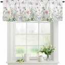 YOKOU Floral Kitchen Curtains Valances, Wildflowers Spring Watercolor Flower Plants Short Rod Pocket Valances for Windows for Bedroom, Bathroom, 1 Panel, 42" W x 12" L