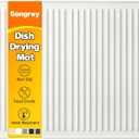 Songrey 24" x 18" Silicone Dish Drying Mat, Kitchen Counter Drying Pad for Sink Dishes or Under Rack, Multi-Use as Heat Resistant Trivet, Coffee Bar Mat (White)