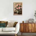 Framed Vintage vase Pink Peonies Painting, Wall Art Floral Art Print, Rustic Wall Decor, for living room and bedroom Dining room gallery Preparing to hang 16x24in