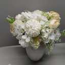 JARELING Peonies Artificial Flowers in Vase, Fake Hydrangea Silk Peony Flower Bouquet with Vase Faux Flowers Arrangement Decor Home Table Dining Room (White)