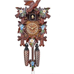 HerrZeit by Adolf Herr Quartz Cuckoo Clock - Alpine Flowers AH 40/ 8 QM