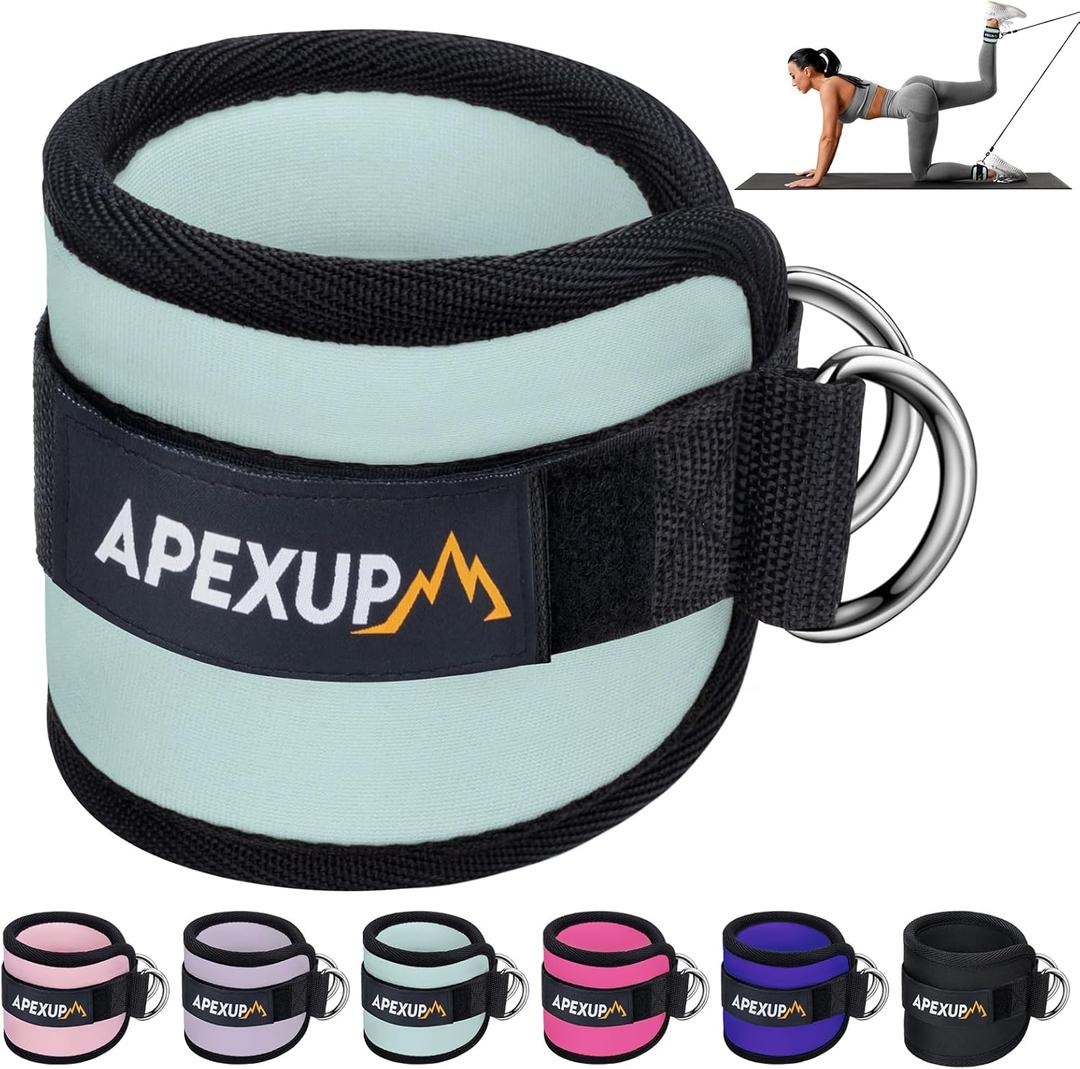 APEXUP Ankle Strap for Cable Machine, Ankle Resistance Bands, Cable Kick Back Ankle Straps for Gym, Glute Workouts, Leg Extensions, Adjustable Straps with Neoprene Padding (Pastel Blue)