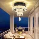 Flashing God 12" Modern Crystal Chandeliers Black Flush Mount Ceiling Chandelier Mini Chandelier for Hallway LED Dimmable Crystal Pendant Light for Dining Room Living Room Bedroom