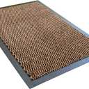 ULTRALUX Indoor Door Mat 31" x 47" Non-Slip Vinyl Backed Entry Rug Doormat, Brown Absorbent Dirt Trapper Entrance Mat, Front Door Welcome Mat, Inside Entry Rug (2'7" x 3'11" (Rectangular))