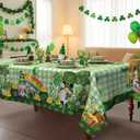 St Patricks Day Tablecloth 52x70 Inch, St Patricks's Decorations for Home Table Cloth Rectangle, Shamrocks Clovers Gnomes Decor Tablecloths Polyester for Picnic Party Dinner