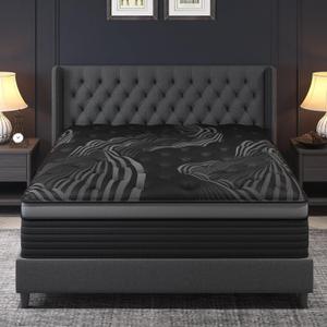 Full Mattress, 12 Inch Hybrid Mattresses, Medium-Firm Feel with Pocket Springs & Cooling Gel Memory Foam, CertiPUR-US Certified for Enhanced Support, Cooling & Motion Isolation (Black)
