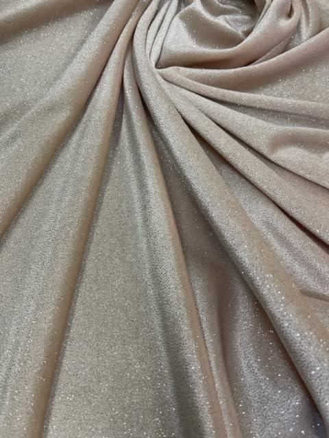 Sedona Designz Glitter Poly Spandex Velvet Fabric by The Yard  60" Wide, 2-Way Stretch, Soft & Shimmery for Costumes, Dancewear & Special Occasions (Champagne)