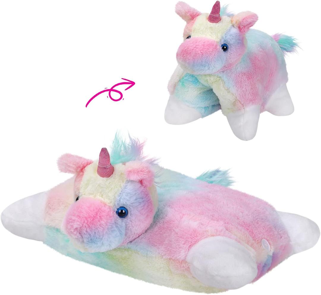 Glow Guards 16" Rainbow Unicorn Stuffed Animal Cute Soft Lovely Colorful Plush Toy Pillow Bedtime Sofa Decors Birthday Christmas Children's Day Gifts for Toddlers Kids
