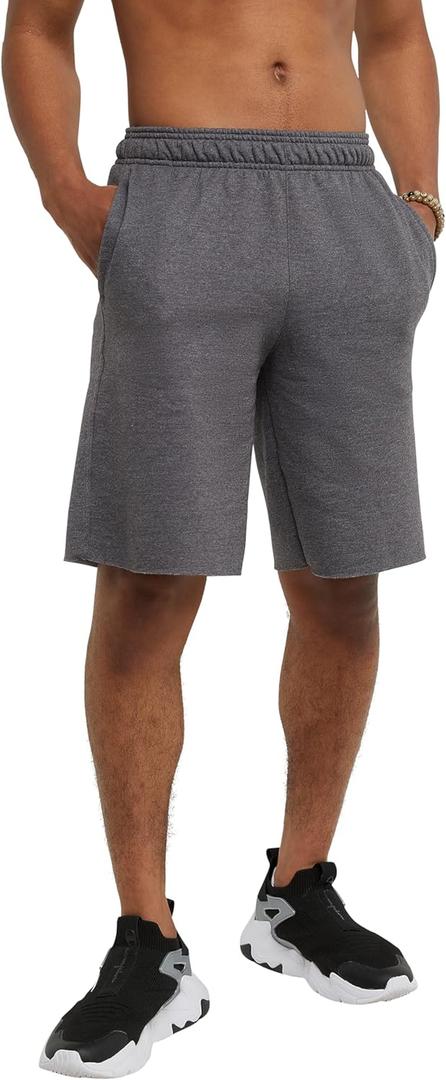 Champion Men's Shorts, Fleece, Midweight Shorts, Athletic Shorts With Pockets (Gray, S)
