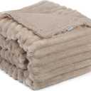 Waterproof Dog Blanket, Soft Fleece Blanket for Couch Protector, Reversible Pet Blankets Furniture Protector Cover for Small Medium Large Dogs Cats (Line, 60"x80")