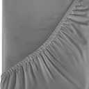 Royale Linens 400 Thread Count 100% American Grown Cotton Fitted Sheet Queen Size - All Around Elastic Fitted Sheet - Luxury Sateen Weave - Snug Fit Bottom Sheet Fit Up to 16" (Queen, Spanish Slate)