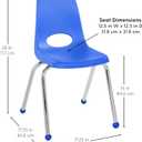 FDP 16" School Stack Chair, Stacking Student Seat with Chromed Steel Legs and Ball Glides For In-Home Learning or Classroom - Blue (4-Pack), 10382-BL