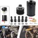 BARTOO Universal Oil Catch Can Tank 2 Port Oil Catch Can Billet Aluminum Car Engine Oil Catch Can Kit with Breather Filter Reservoir Oil Separator