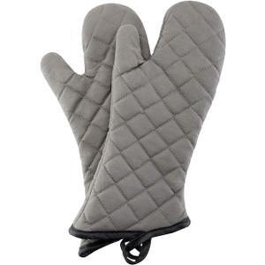 ARCLIBER Oven Mitts 1 Pair of Quilted Terry Cloth Cotton Lining,Extra Long Professional Classic Oven Mitt Heat Resistant Kitchen Oven Gloves,16 Inch (Gray)