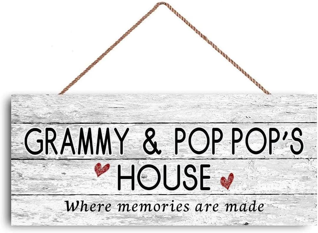 12x6 inch New Sign GRAMMY AND POP POP's House Sign, Where Memories Are Made, Distressed Style, Gift for Grandparents, Indoor Outdoor