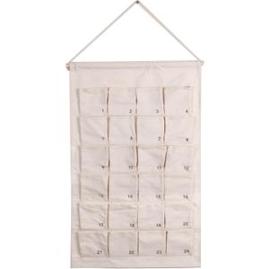 Fabric Advent Calendar with 24 Numbered Pockets, 67 x 42 cm, White Hanging Wall Calendar to Fill Yourself For Christmas Ornaments