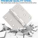 Satin Nickel Door Hinges 4 Inch Square Rounded 5/8" Radius Hinges for Doors Reversible Full Mortise Combination 4 in Door Hardware 6 Pack