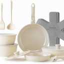 Redchef Ceramic Pots and Pans Set, Nonstick Kitchen Cookware Set with Detachable Handle, Non Toxic Cookware Set 16pcs, PFAS PFOA & PTFE Free, RV Ceramic Cookware for Camping, Dishwasher/Oven Safe