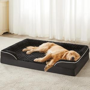 WNPETHOME Dog Beds for Large Sized Dogs, Washable Orthopedic Dog Couch Sofa Bed with Waterproof Lining & Non-Skid Bottom for Pet Sleeping (36"L x 27"W x 6.5"Th, Light Black)