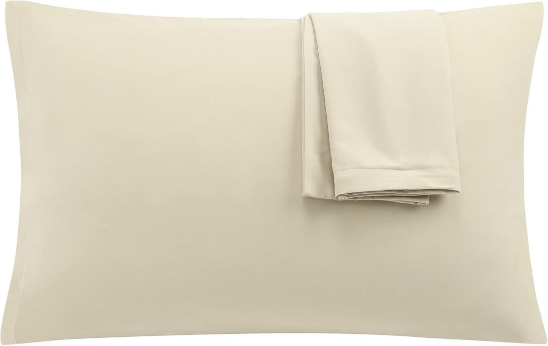 Uxcell 2 Pack Pillow Cases Soft 1800 Series Microfiber Pillowcases Set with Zipper Standard(20"x26") Khaki