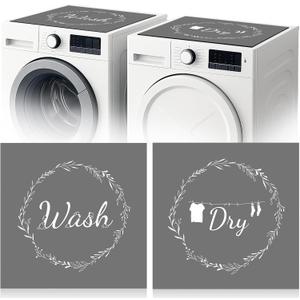 2 Pcs Washer and Dryer Covers Top Protector Mat Topper Non Slip Washing Machine Cover Dust Proof Quick Drying Protective Dust Cover Pad for Laundry Room Kitchen(26.5 x 26.5 Inch,Wreath)