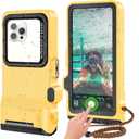 2025 Diving Snorkeling Phone Case for iPhone 17/16/15/14/13/12/11 Pro Max/XS/X Samsung Galaxy S25/S24/S23 Professional Scuba Dive Waterproof Case Underwater Photo Video Cover (4TH Gen, Yellow-Black)