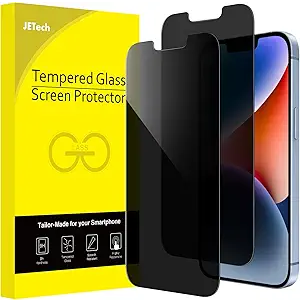 JETech Privacy Screen Protector for iPhone 14 Plus 6.7Inch, Anti Spy Tempered Glass Film, 2Pack